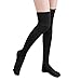 1 Piar Thigh High Socks,Over Knee Socks for Women Girl,Crochet Long Socks Leg Warmer Legging(Black)