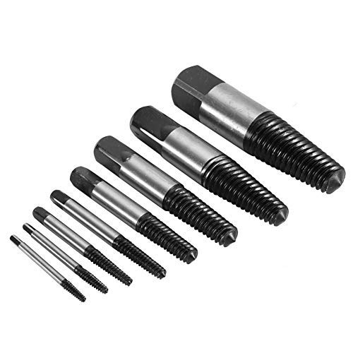 Hyuduo 8-Piece Screw Extractor Set for Broken Bolts, Damaged Screws & Water Pipe Valves Bearing Steel Bolt Remover Tool