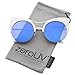 zeroUV Womens Oversized Half Frame Semi-Rimless Flat Lens Round Cat Eye Sunglasses 51mm (White-Gold/Ice)