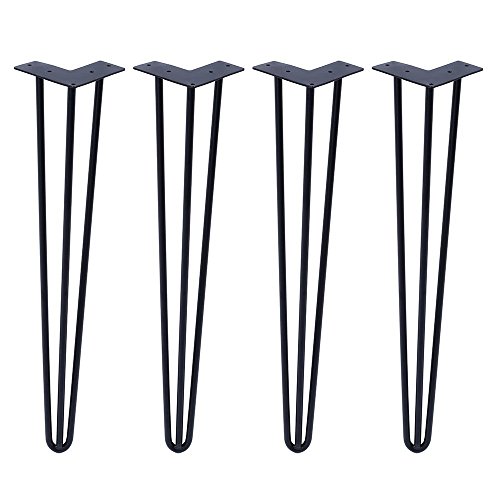 28" Hairpin Legs, 1/2" Diameter Cold Rolled Steel, 3-rod(Satin Black)Set of 4 Table Legs, Metal Legs, Furniture Legs,Coffee Table Legs,Desk Legs,Perfect for DIY Projects - Thumbnail 3