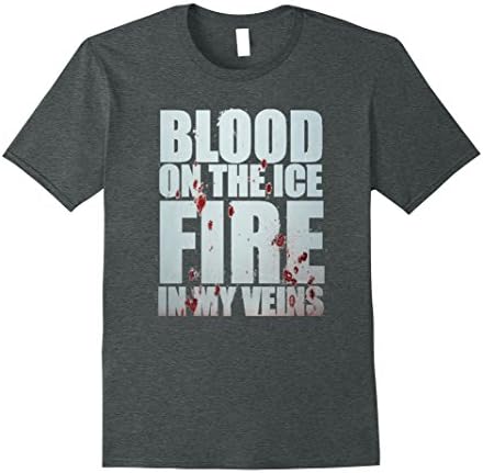 Mens Hockey Ice Shirt Blood On The Ice Fire In My Veins Skate Tee 3XL Dark Heather