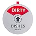 Kichwit Clean Dirty Dishwasher Magnet with The 3rd Option “Running”, Perfect for Quiet Dishwashers, Non-Scratch Strong Magnet Backing, Residue Free Adhesive Included, 3.5” Diameter, Silver