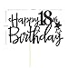 Black Glitter Happy 18th Birthday Cake Topper - 18 Sign Cake Topper - Cheers to 18 Years Party Supplies - 18th Birthday Party Decorations
