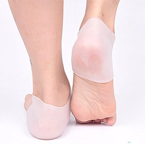 Gel Heel Cups Inserts and Compression Heel Sleeves Socks 1 Pairs, Plantar Fasciitis Inserts Heel Protectors-Silicone for Bone Spur Relief