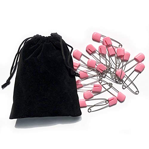 S-Mechanic 130Pcs 2.2\'\' Baby Safety Pins Plastic Head Safety Diaper Pins with Locking Closures Nappy Pins (Pink)