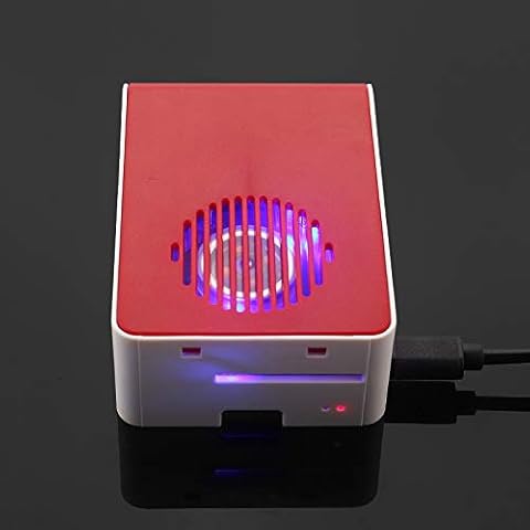 Iycorish Caja de ABS con RetroiluminacióN RGB LED Ventilador PláStico Rojo Blanco Carcasa de Carcasa para Raspberry Pi 4 Modelo B