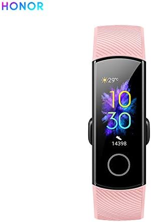 Qalabka Honor Band 5 Full Color AMOLED Display Fitness Smart Bracelet Intelligent Sleep Data Real-Time Heart Rate Monitoring 5ATM Waterproof Bluetooth 4.2 Multiple Sports Modes Wristwatch (Pink)