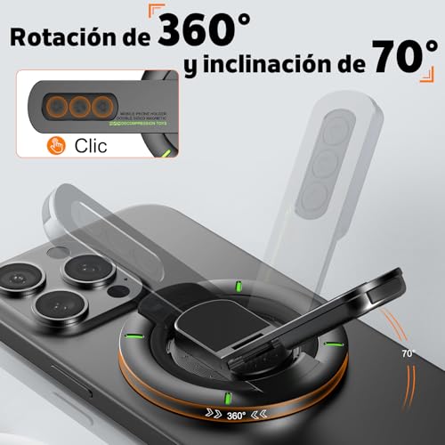 Soporte Magnético para Celular con Anillo, Agarre para Teléfono Mag-safe Mejorado con Imán de Doble Cara, Soporte para Teléfono Compatible con iPhone 17/16/15/14/13/12 Serie, Samsung, Rotación de 360°