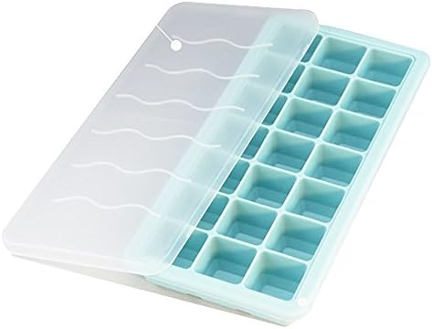 XIAOHE Silicone Baby Food Freezer Ice Cube Tray Moulds Box Maker with Watertight Lid [Energy Class A+] (Blue)