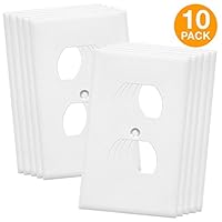 Duplex Wall Plates Kit by Enerlites 8821-W Home Electrical Outlet Cover, 1-Gang Standard Size, Unbreakable Polycarbonate Material, White - 10 Pack Dual Port Replacement Receptacle Faceplates Covers
