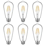 Antique LED Bulb, SHINE HAI 4W (40W Equivalent) ST64 Vintage Edison Light Bulb LED Lighting, 470 Lumen 2200K Warm White E26 Base, Pack of 6