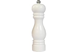 Bisetti Sorrento 7.5 Inch White Lacquered Salt Mill With Adjustable Ceramic Grinder