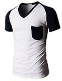 H2H Men's Basic Raglan T-shirts with V-neck Short Sleeve