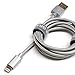 Apple MFi Certified - Lightning to USB Braided Cable with Aluminum Housing Color: Silver