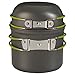 Wealers Compact Foldeble Outdoor Camping Hiking Cookware Backpacking Cooking Picnic Bowl Pot Pan Set with Mesh Bag (Green, 2 piece Set)thumb 2