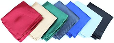 Set of 7 Men's Solid Color Pocket Squares - Microfiber Bright Colorful Handkerchiefs