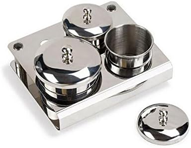 Jukaitai Stainless Steel 3 Pcs Jars Manicure Liquid &amp; Powder Jar Set Nail Container