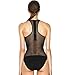 ALICE-X&S Women's One Piece High Neck Mesh Zipper Back Bodysuit Swimsuits Size M