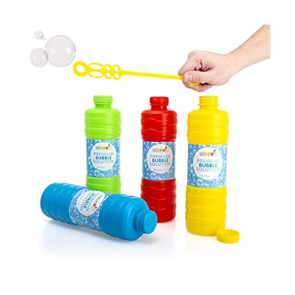 abeec Premium Bubble Solution - 1 Litre of Bubble Mixture with Wand for Bubble Machines - Giant Garden Games Essential…