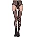 Suspender Pantyhose, Fascigirl 3 Pack Black Lace Garter Sexy Fishnet Tights Thigh High Stockings for Women（Random Delivery）