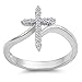 Sterling Silver Women's Clear CZ Cross Ring Unique 925 Band 15mm New Size 7