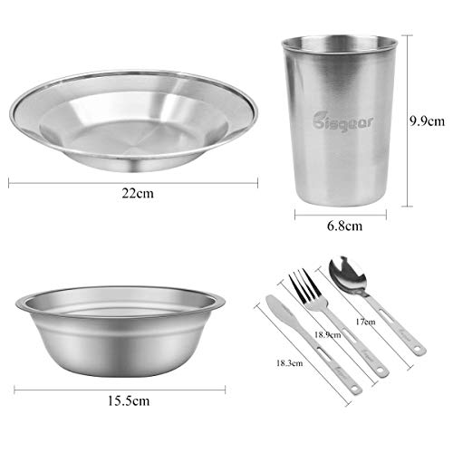 image for Bisgear 27pcs Stainless Steel Tableware Mess Kit Includes Plate Bowl C
