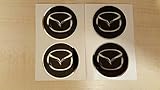EdwardSmithCars 4 x 55mm Diameter Mazda Wheel Center Cap Sticker Emblem Self Adhesive for Flat Surfaces