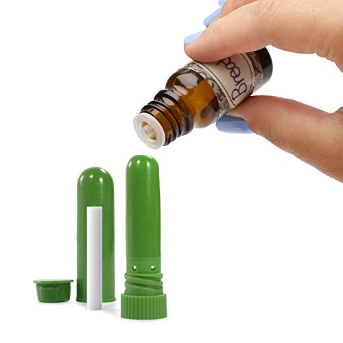Aromatherapy Essential Oil Empty Blank Nasal Inhaler Tubes, Sinus & Lung Relief, Complete DIY Set Colored Plastic Tube + Cotton Wicks + 12 Writable Labels (12 pack)