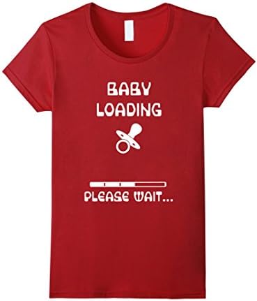 Women's BABY LOADING PLEASE WAIT Announcement Fun Pregnancy Mom Tee Large Cranberry