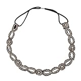 Lux Accessories Seed Bead & Rhinstone Stretch Fit Beaded Headband Head Piece
