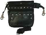 Texcyngoods Studded Purse Convertible Cross Body Biker Waist Bag Lambskin Black