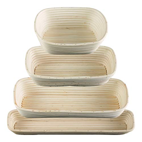 Frieling USA Brotform Rectangular Bread Rising Basket and Liner, 10" x