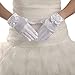 Lusiyu Girl Short Solid Child Size Wrist Length Formal Glove with Pearl Bow Embroidered flowers (White)