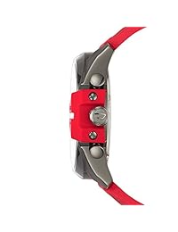 Diesel Mega Chief Reloj cronógrafo de cuarzo para hombre, acero inoxidable y silicona, color gris, rojo (modelo: DZ4427)