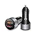 Quick Charge 3.0, iKits 30W Dual USB Car Charger Adapter, Rapid Charger 5V/2.4A+QC3.0 for Samsung Galaxy S7/S6/Edge/Plus/Note7/ 5/4, HTC, LG, Smart Port for iPhone 7/iPad Pro/Air 2/mini and more