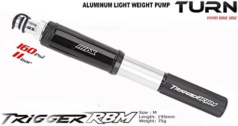 Trigger Mini Bike Pump –Turn Head fits Presta &amp; Schrader Valves - Alloy CNC'd Light Weight &amp; Portable Bike Pump for Road – Flex Hose Design – 160 psi – Fantastic, Easy and Smooth for Inflating !