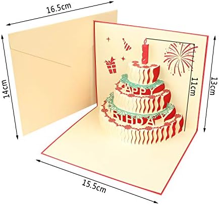 Guumuxin誕生日カード バースデーカード 誕生日ケーキ ポップアップカード 立体グリーティングカード 手作り 手工芸品 高品質紙 プレゼント お祝い 感謝状 ペーパークラフト 封筒付き 表面に文字無し レッド B07z8vd8qm 500円 大人気 New Arrival 最安値挑戦 年中