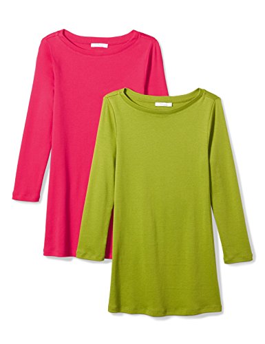Daily Ritual Women's Midweight 100% Supima Cotton Rib Knit 3/4-Sleeve Boat Neck T-Shirt, 2-Pack