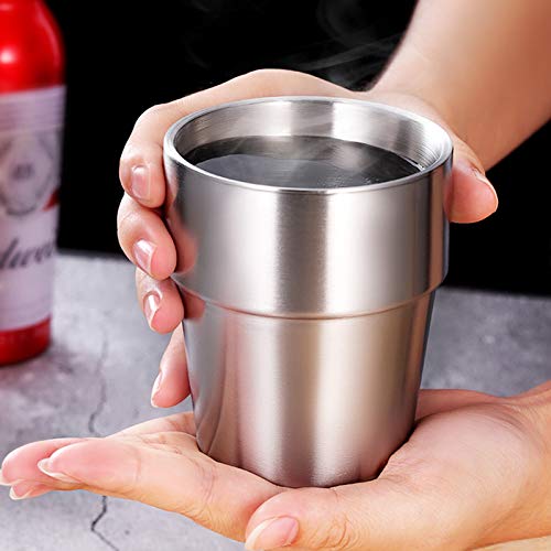ATREASURE Set of 8 Stainless Steel 18/8 Cups Double Wall Double Walled Coffee Tumbler Kids Drinking Cups Dishwasher Safe 10 oz