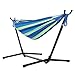ONCLOUD 550 LBS Capacity Double Hammock with Stand Included with Portable Carrying Bag, Heavy Duty 2-Person Hammock for Outdoors & Indoors - Desert Stripe, Series TDCTZ1 - Blue Green Stripe