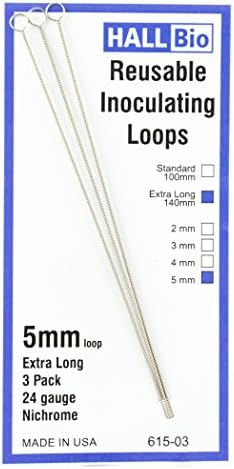 615-03 5mm x 140mm Reusable Inoculating Loops, Nichrome A (3 Pack)