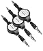 Fosmon 3.5mm Car Aux Auxiliary Retractable Stereo Audio Cable Cord for iPhone 6S Plus/6S/6 Plus/6/5s/5c/5/SE, Galaxy S9 Plus/S9/S8 Plus/S8/S7 Edge, Note 8, Google Pixel 2 XL, LG V30/G6 - Black (3 Pack)