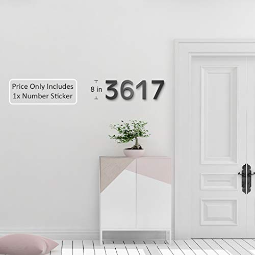 8 Inch Self Adhesive Stainless Steel Metal House Address Number 1 Sticker for Home Door Black by CANDIKO