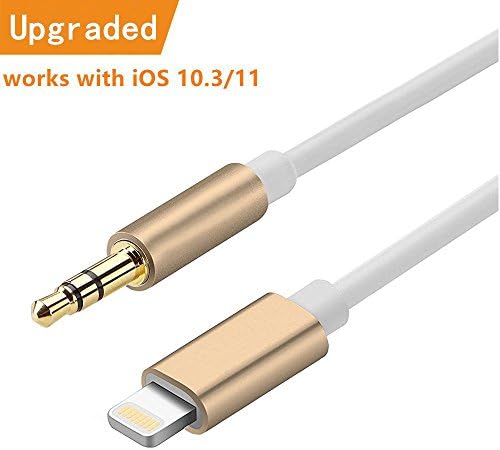 Lightning to 3.5mm Male Aux Audio Cable for iOS 10.3/11, AWOGER Lightning to Male 3.5mm Auxiliary Audio Stereo Cord for iPhone 7/7 Plus/8/X to Headphone, Home/Car Stereo, Speaker and More (White)