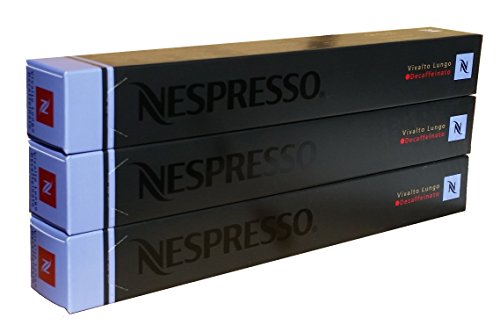 Nespresso Kapseln Vivalto Lungo Decaffeinato - 3er Pack, 30 Kapseln (blau) - Entkoffeiniert