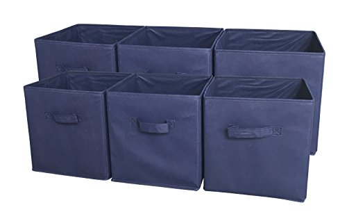 SodyneeÂ® Foldable Cloth Storage Cube Basket Bins Organizer Containers Drawers, 6 Pack, Navy Blue