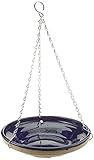 Gardman BA01111 Glazed Ceramic Hanging Bird Bath/Feeder, Tan and Blue, 11