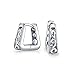 Square Pyramid Shaped Scroll Swirl Filigree Kpop Huggie Earrings Hoop For Women For Men .925 Sterling Silver