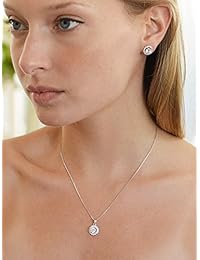 Mariell - Juego de collar y pendientes redondos de circonita cúbica de 0.413 in para novias y damas de honor