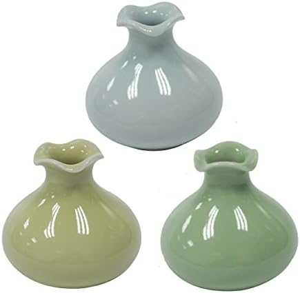 Set of 3 Small Ancient Ceramic Flower Vases Decorative — HakkaGirl Chinese Oriental Vases for Home Decor